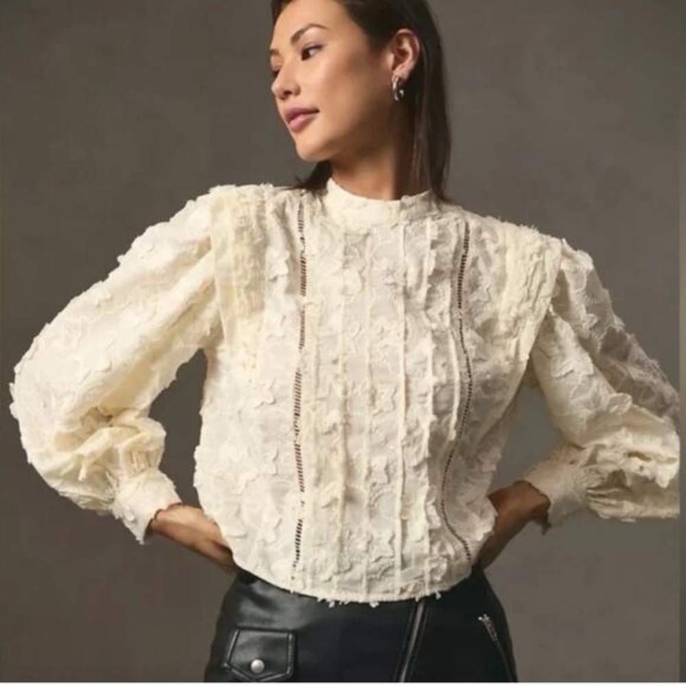 FARM Rio Cream Textured Blouse